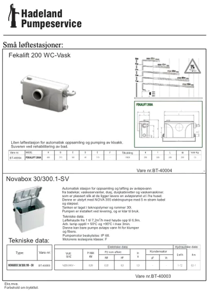 Hovedbilde Fekalift 200 wc-vask 